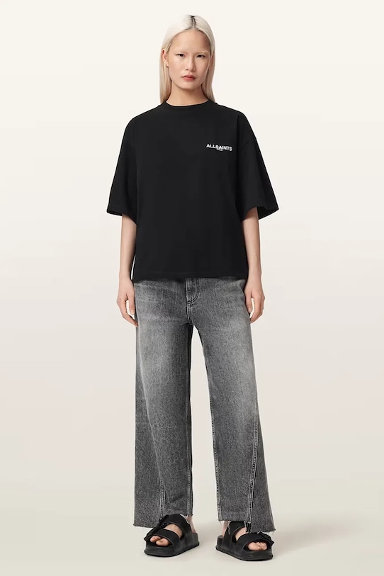 Oblečení AllSaints oversize tričko dámské bavlněné HALIS W140JE černá