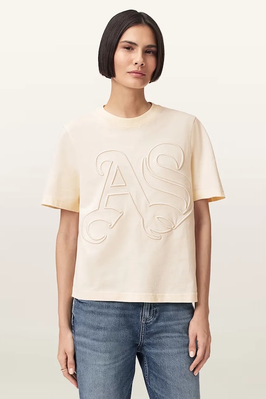 AllSaints t-shirt bawełniany LISA beżowy W148JE