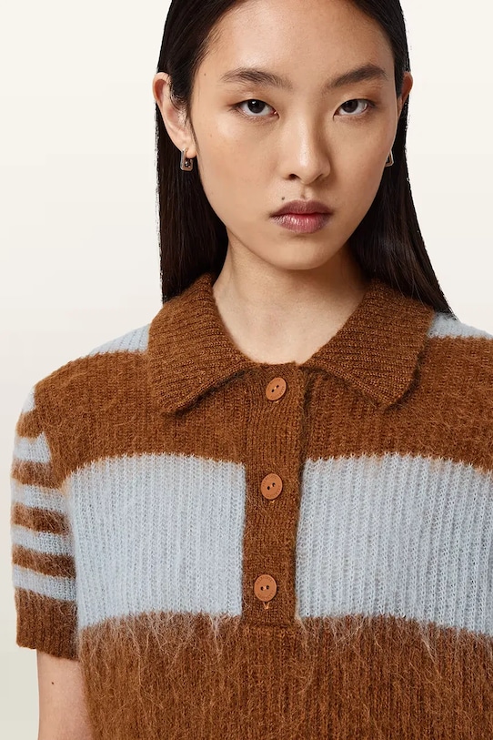 AllSaints sweter z dodatkiem wełny CLEM brązowy W002KE