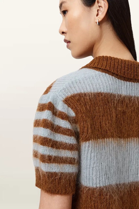 AllSaints sweter z dodatkiem wełny CLEM W002KE brązowy