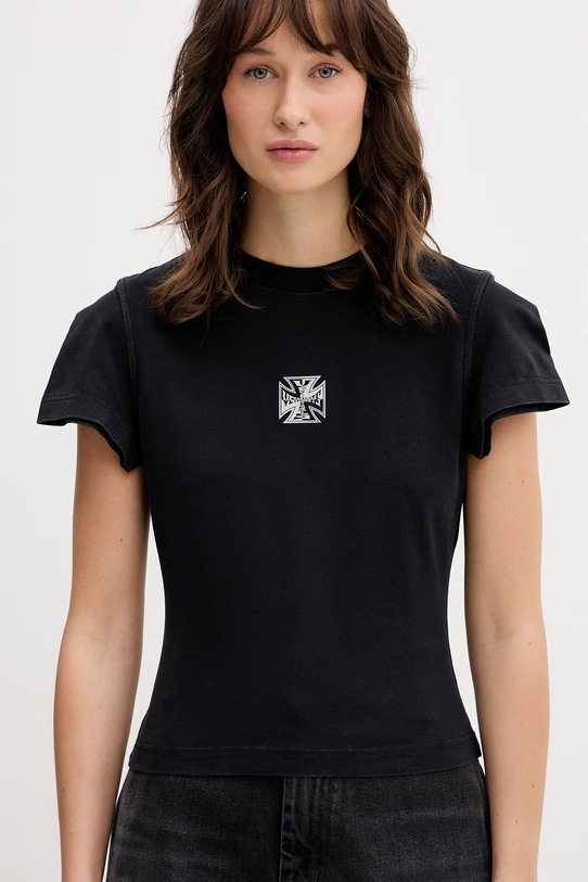 VETEMENTS t-shirt Biker Cross Logo czarny WE76TR527B