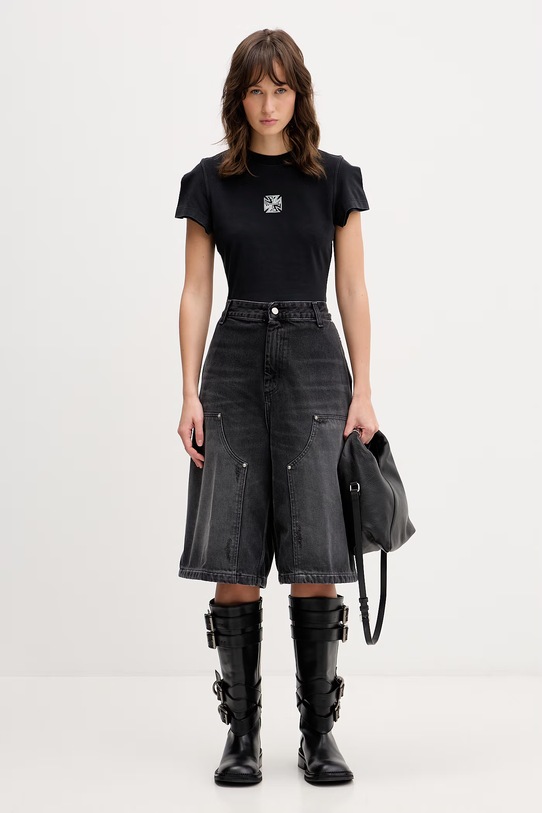 VETEMENTS t-shirt Biker Cross Logo WE76TR527B czarny