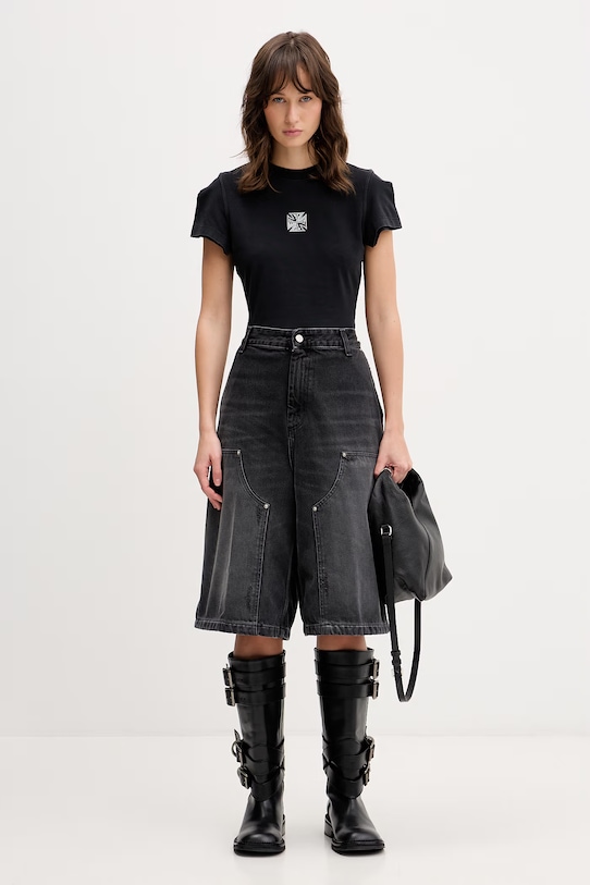 VETEMENTS t-shirt Biker Cross Logo WE76TR527B czarny