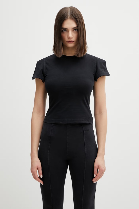 VETEMENTS t-shirt okrągły czarny WE76TR525B