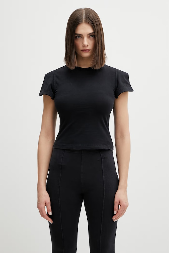VETEMENTS t-shirt okrągły czarny WE76TR525B