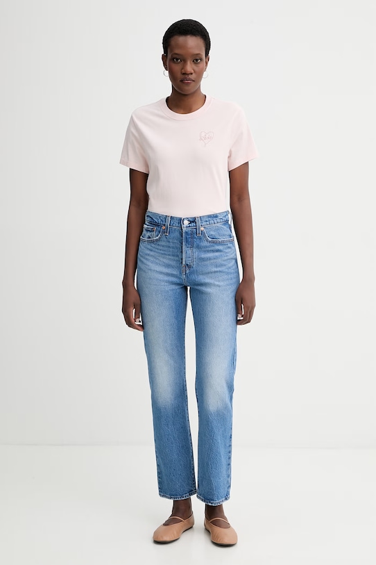 Levi's tricou din bumbac LS FAVORITE TEE SWEET HEART 008Q7 roz SS26
