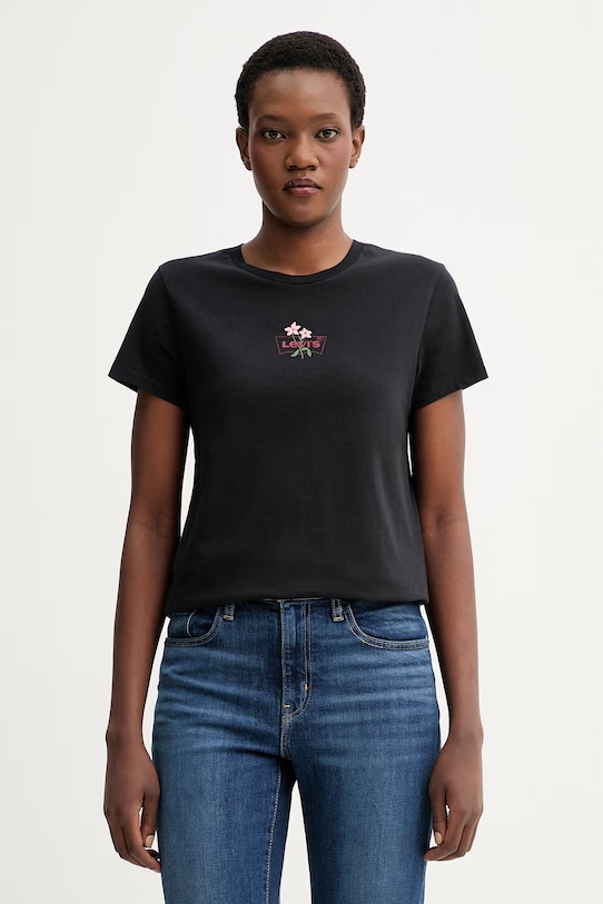 Βαμβακερό μπλουζάκι Levi's LS THE PERFECT TEE CACTUS FLOWER βαμβάκι μαύρο A2086.0443