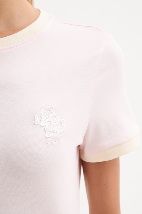 Guess t-shirt damski bawełniany GRETA V6GI05.K2966 różowy