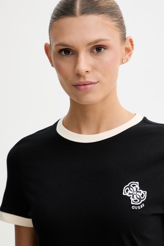 Guess t-shirt damski bawełniany GRETA czarny V6GI05.K2966