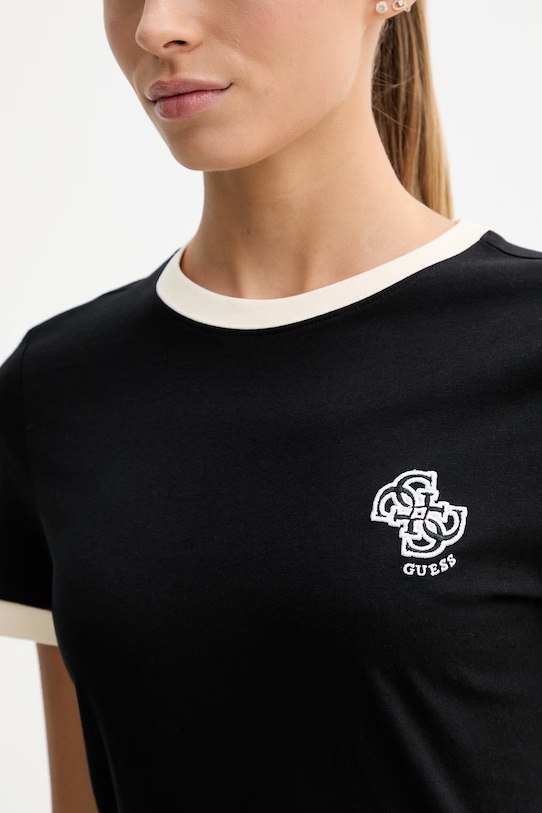 Guess t-shirt damski bawełniany GRETA V6GI05.K2966 czarny