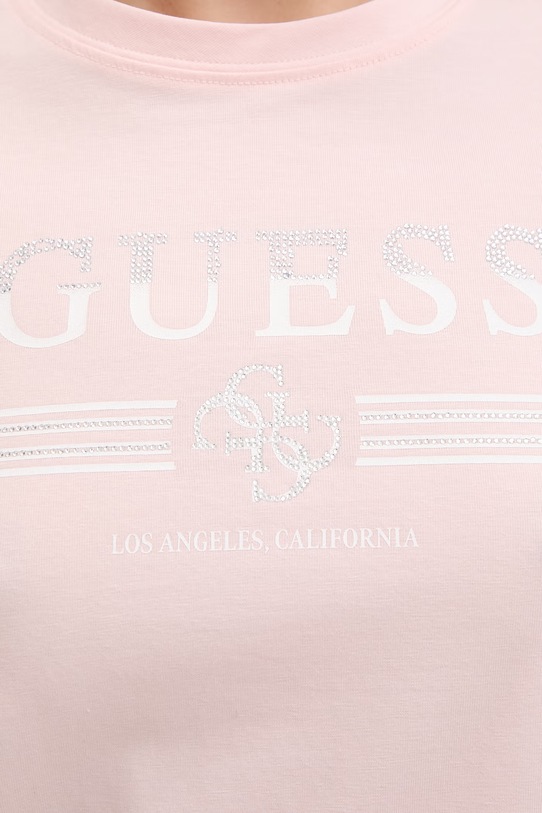Guess T-shirt damski bawełniany z elastanem SIENA V6GI07.K2968 różowy