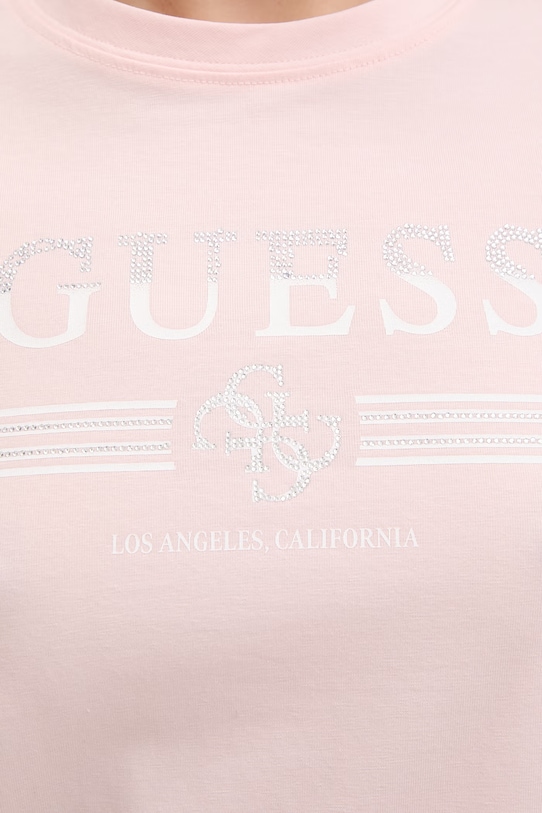Guess T-shirt damski bawełniany z elastanem SIENA V6GI07.K2968 różowy
