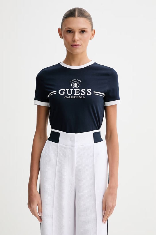Guess t-shirt damski bawełniany MILA granatowy V6GI08.K2975