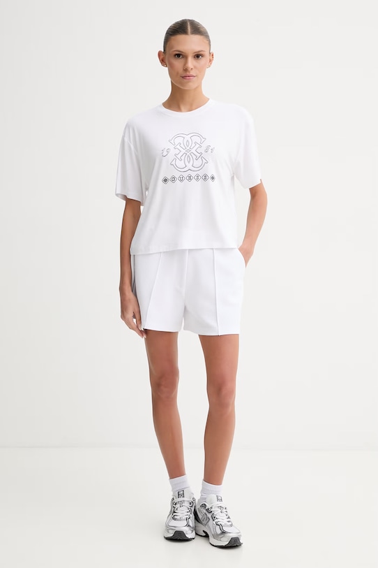 Guess T-shirt damski z wiskozy GABI V6GI10.K2977 biały SS26