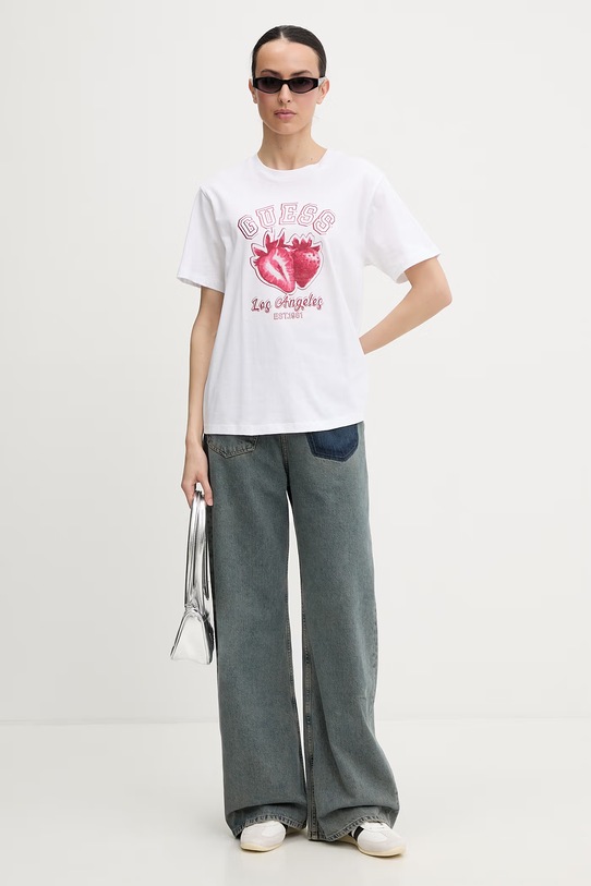 Guess футболка для женщин из хлопка RIN V6GI14.K2981 белый SS26