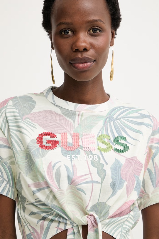 Guess T-shirt damski bawełniany żółty W6GI09.K3024