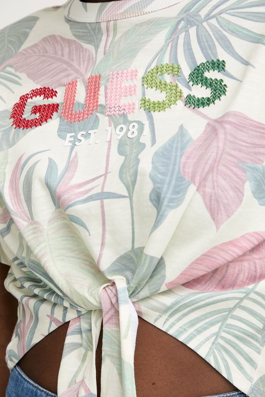 Guess T-shirt damski bawełniany W6GI09.K3024 żółty