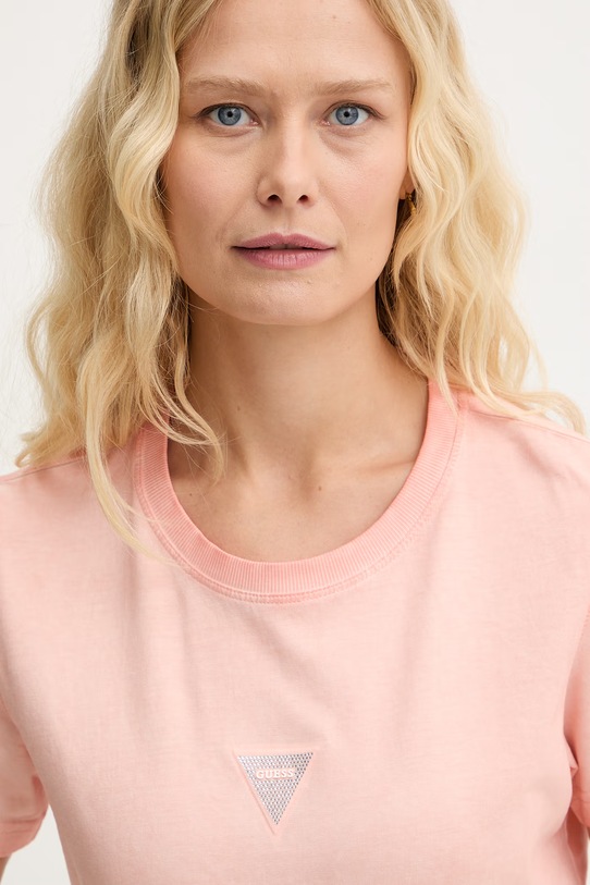 Odzież Guess t-shirt basic damski bawełniany W6GI10.K3025 pomarańczowy