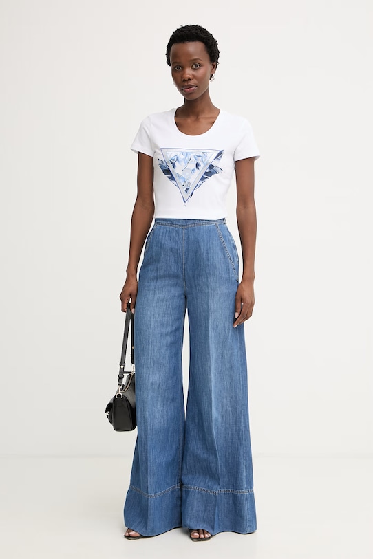 Guess tričko dámske bavlnené s elastanom W6GI11.K3026 biela SS26