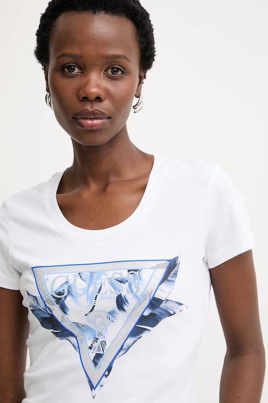 Guess tričko dámske bavlnené s elastanom biela W6GI11.K3026