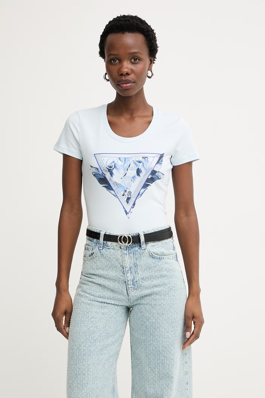 Guess tričko dámske bavlnené s elastanom modrá W6GI11.K3026