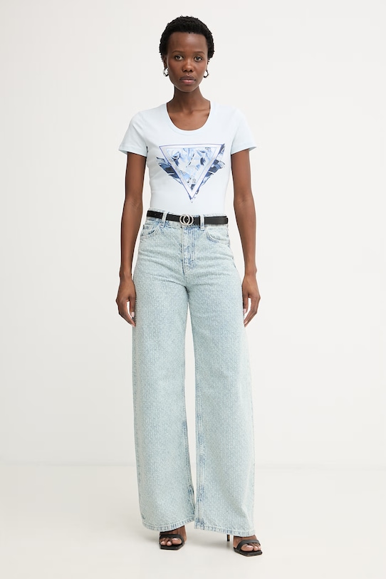 Guess tričko dámske bavlnené s elastanom W6GI11.K3026 modrá SS26