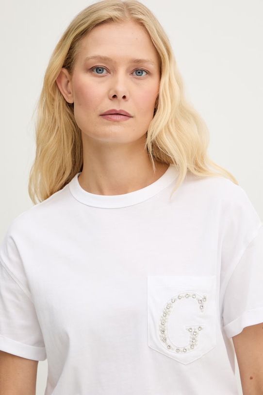 Guess kratka majica ženska bombažna bela W6GI17.K3037