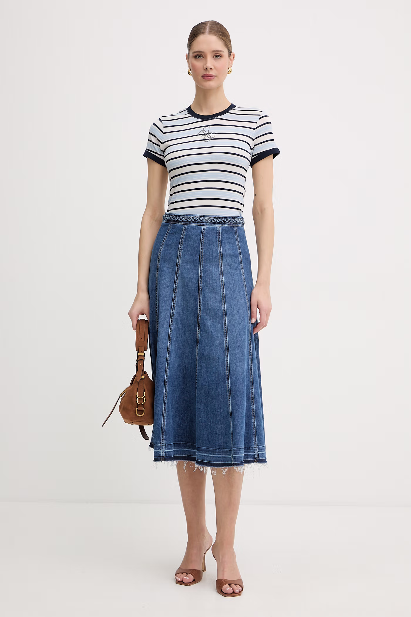 Guess basic majica kratkih rukava za žene s modalom W6GI18.K3040 plava SS26