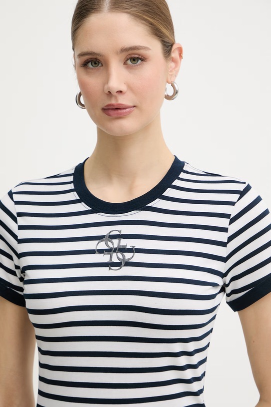 Guess t-shirt basic damski z modalem granatowy W6GI18.K3040