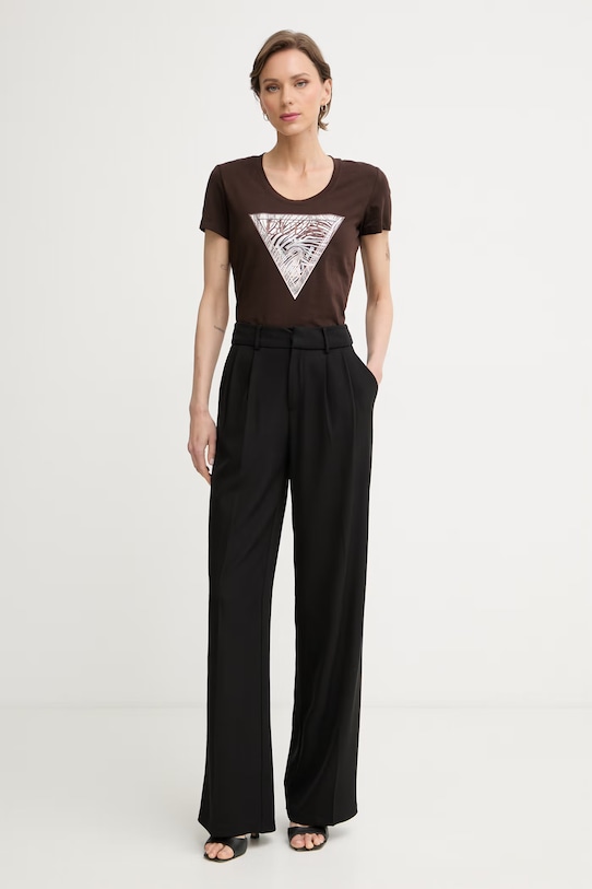 Guess majica ženska od pamuka s elastanom W6GI19.K3042 smeđa SS26