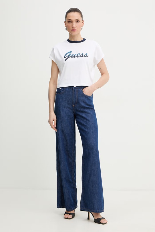 Guess T-shirt damski bawełniany W6GI31.K3224 biały SS26