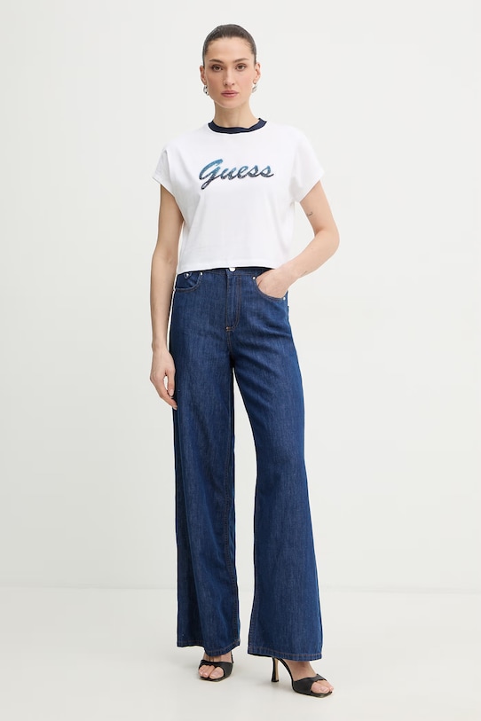 Guess T-shirt damski bawełniany W6GI31.K3224 biały SS26