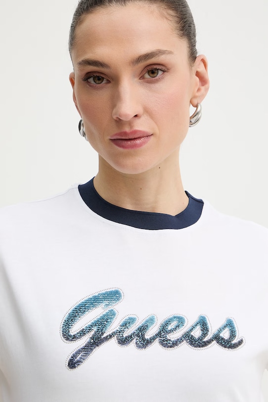 Guess T-shirt damski bawełniany biały W6GI31.K3224