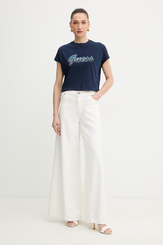 Guess t-shirt damski bawełniany W6GI31.K3224 granatowy SS26