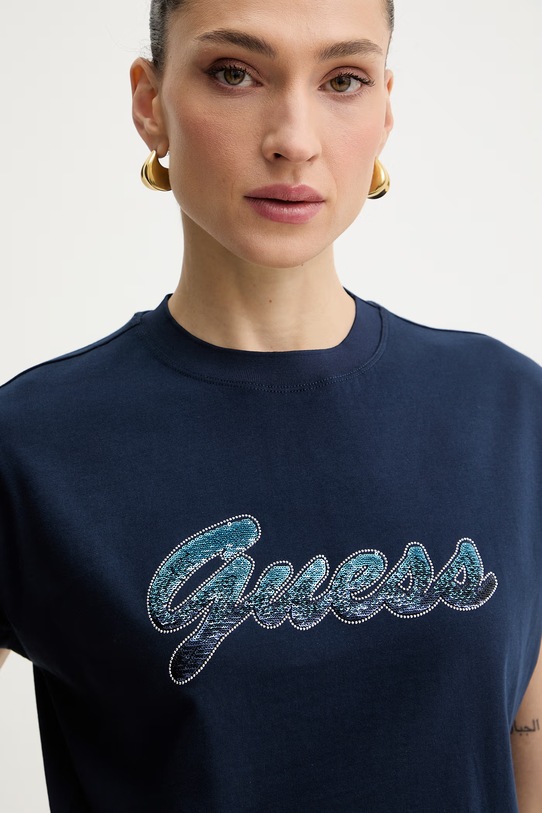 Guess t-shirt damski bawełniany granatowy W6GI31.K3224