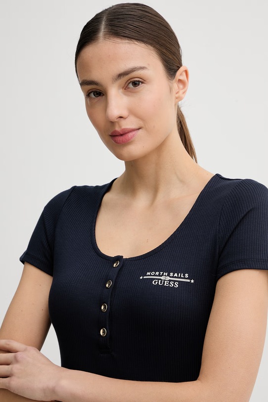 Guess t-shirt damski X NORTH SAILS granatowy W6GP01.K2658