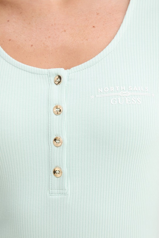 Guess t-shirt damski X NORTH SAILS W6GP01.K2658 turkusowy