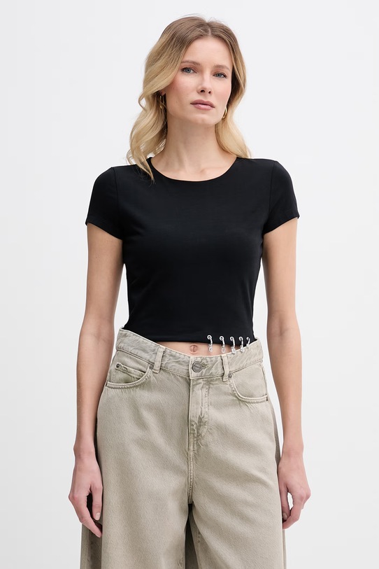 Guess t-shirt damski bawełniany ELISABETHE czarny W6GP11.K2933