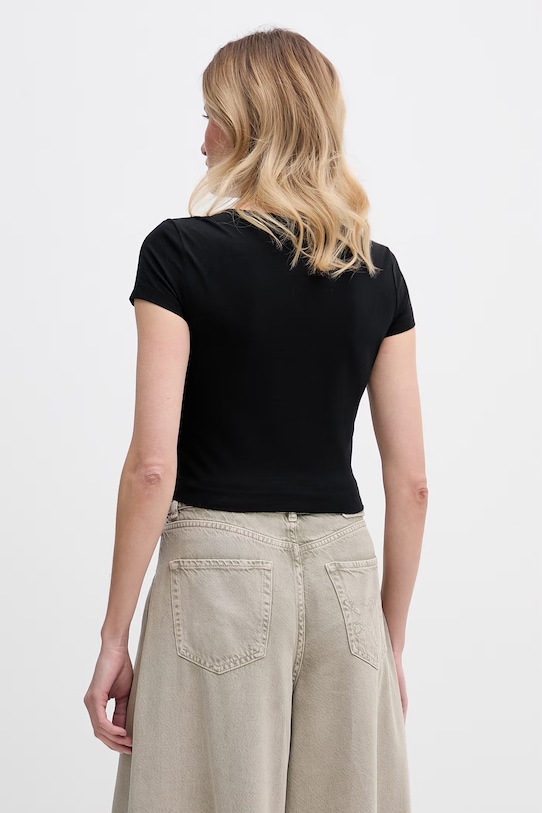 Odzież Guess t-shirt damski bawełniany ELISABETHE W6GP11.K2933 czarny