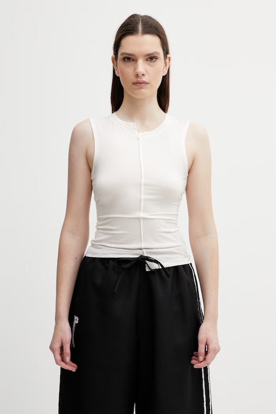 Y-3 top W KNIT DD TANK okrągły beżowy KQ9790