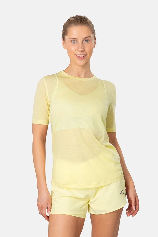 Kari Traa t-shirt damski z dodatkiem wełny Embla żółty 623718
