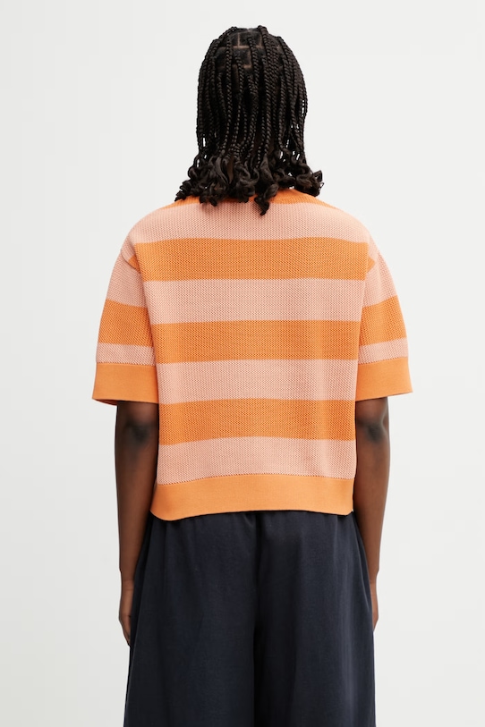 Odzież Lacoste T-shirt swetrowy bawełniany damski AF9859 pomarańczowy