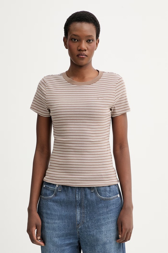 Βαμβακερό μπλουζάκι Levi's ESSENTIAL HM SS εμπριμέ καφέ 000KK.0019