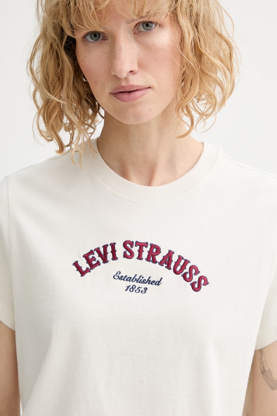 Levi's t-shirt bawełniany GR T2 PERFECT beżowy 005GV