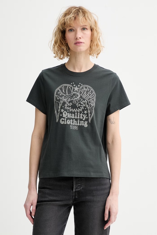 Levi's t-shirt bawełniany GR T2 PERFECT nadruk szary 005GV.0009