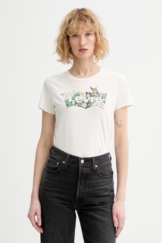 Levi's t-shirt bawełniany THE PERFECT nadruk beżowy 17369.3385