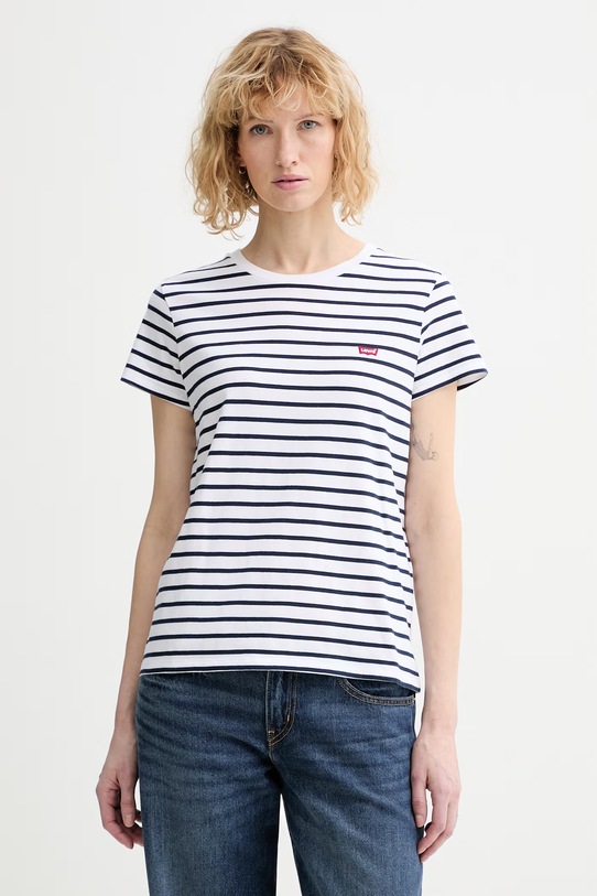 Levi's t-shirt bawełniany PERFECT TEE wzorzyste biały 39185.0400