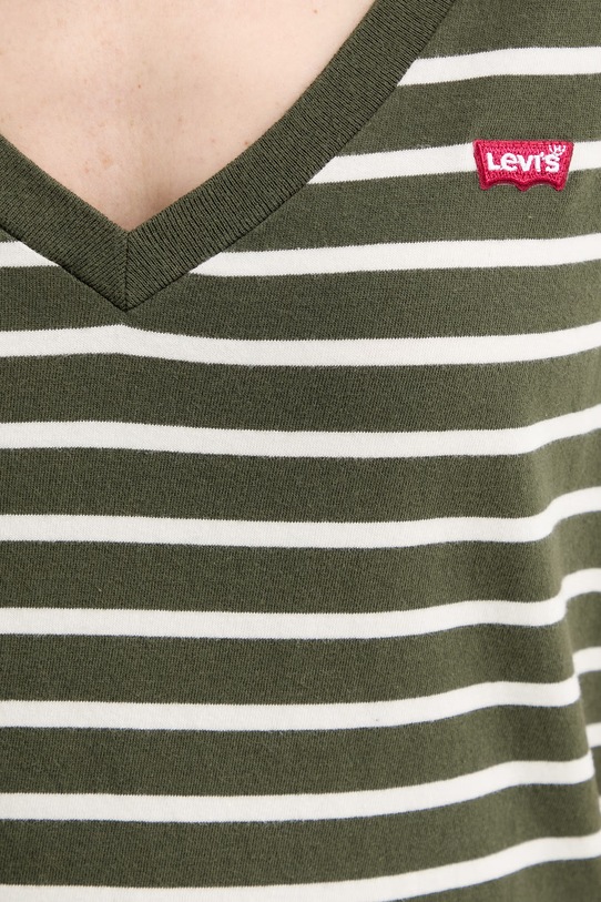 Levi's t-shirt bawełniany PERFECT VNECK 85341.0136 zielony