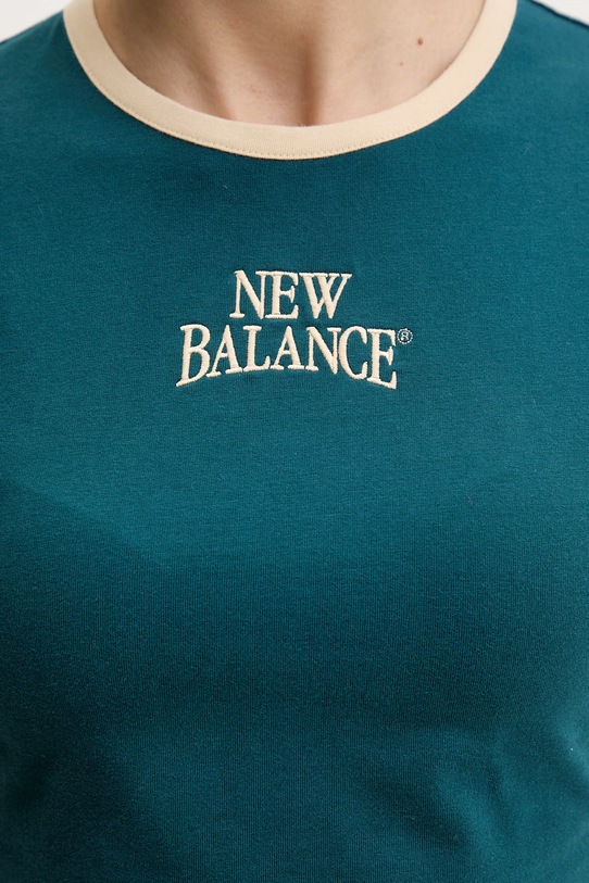 New Balance T-shirt damski z bawełną Heritage Ringer turkusowy WT61Y33QAAV
