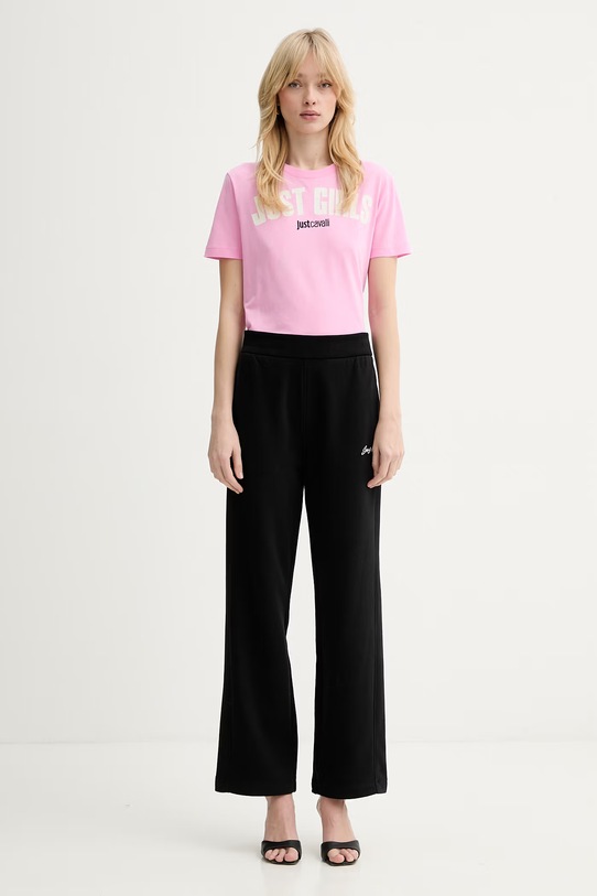 Just Cavalli t-shirt bawełniany 80PAHT12.CJ500 różowy SS26